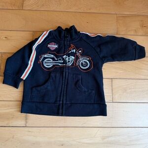 Harley-Davidson Zip-Up Black Orange Long Sleeves Kids Jacket 3-6 Months Baby